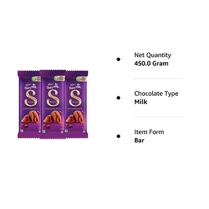 Cadbury Dairy Milk Silk Chocolate Bar, Pack of 3 x 150g