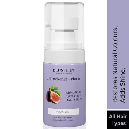 BLUSHLIN 2% Darkenyl for Anti-Greying Hair Serum | Hair Growth Actives with Biotin, Bhringraj, Hennas & Adds Shine | Toxin Free | All Hair Types- 30ml