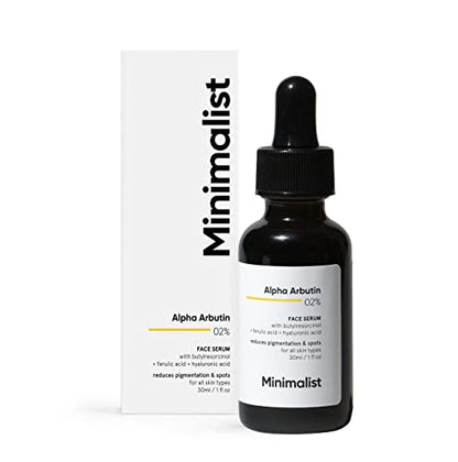 Minimalist 2% Alpha Arbutin Serum for Pigmentation & Dark Spots with Hyaluronic Acid to Remove Blemishes, Acne Marks & Tanning | 30 ml