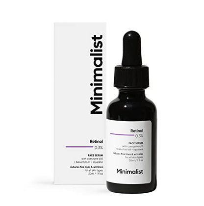 Minimalist 0.3% Retinol Face Serum For Anti Aging For Beginners | Night Face Serum With Retinol & Q10 To Reduce Lines & Wrinkles | 30 ml