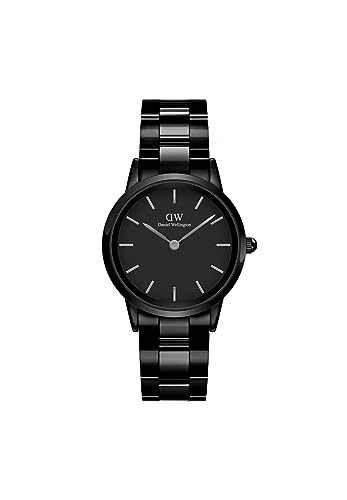 Daniel Wellington Iconic Link Ceramic Analog Black Dial Women's Watch-DW00100414