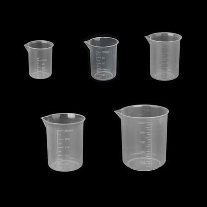 Truvic 50ml 100ml (250ml-2) 500ml Plastic Science Beaker Set Measuring Cup - 5pcs