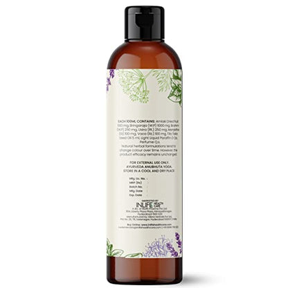 INLIFE Herbal Hair Oil Anti Hair Fall Bhringraj Amalaki Dry Brahmi Sesamum Oil & Other Ayurvedic Herbs No Parabens, 200ml