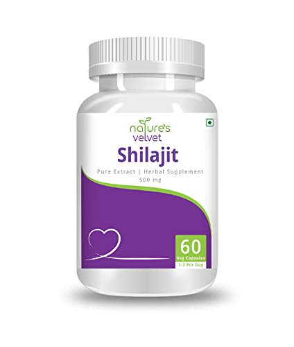 nature's velvet Shilajit Pure Extract for Youth and Stamina 500 mg 60 Veggie Capsules - Pack of 1