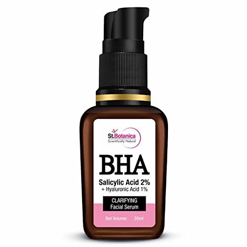 St.Botanica Bha Salicylic Acid 2% + Hyaluronic Acid 1% Skin Clarifying Face Serum, 20ml for Blackheads, Acne & Sebum Control