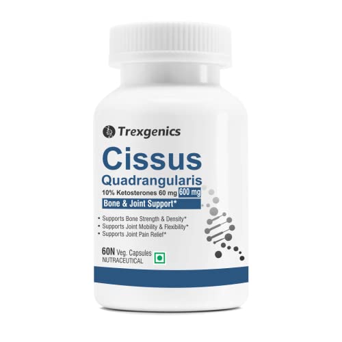 Trexgenics Cissus Quadrangularis Hadjod 10% Ketosterones 600 mg Joint Pain & Bone Density Support Vegan & Non-Gmo (60 Veg. Capsules)