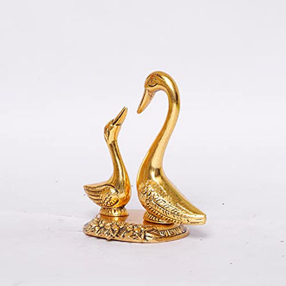 Love Birds Swanset Pair of Kissing Duck Metal Statue, Love for Romantic Gift to Boy friend, Girlfriend, Decor Your Home, Golden