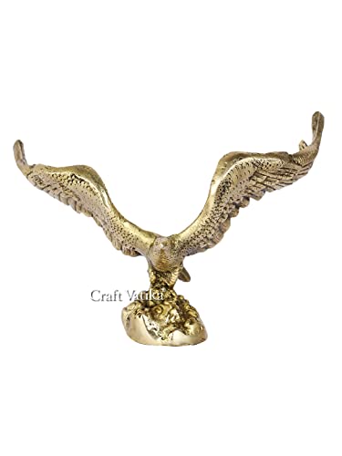 Collectible India Brass Eagle Statue Wild Bird Flying Hawk Sculpture Feng Shui Decorative Home Office Showpiece Figurine (Size 7 x 4.5 x 5.5 Inches)