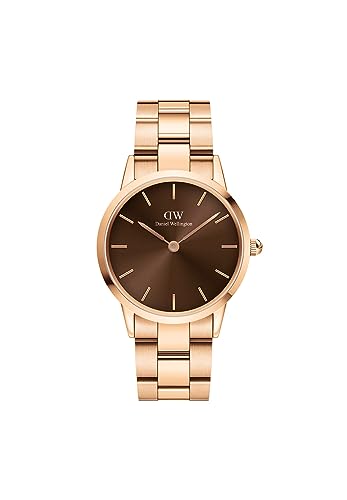 Daniel Wellington Iconic Link Amber Rose Gold Strap Brown Dial Men's Watch (40mm)