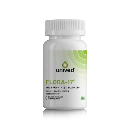 Unived Flora-17™ | Vegan Probiotics with 17 Billion Active Multi-Strain Cultures per Capsule | Digesr Athletes & Active Individuals | One Month Supply