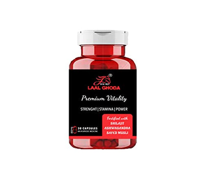 LAAL GHODA Vitality Capsule Strength|Stamina|Power Fortified With Shilajit, Ashwagandha, Safed Musli For Men Health - 30 Capsules (800mg)