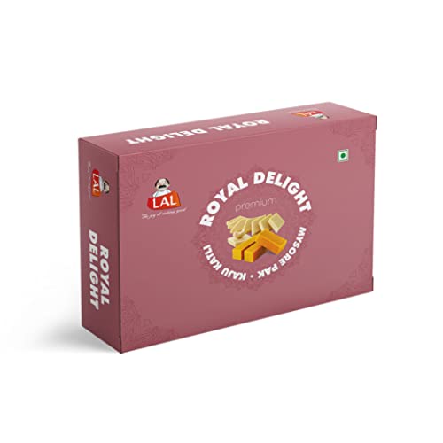 Lal Sweets Royal Delight 400g (Pack of 1) | Fresh Cashew Nuts | Desi Ghee Mysore Pak | Kaju Mithai