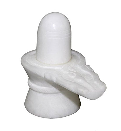 StonKraft 5" White Marble Shiva Lingam/Shiv Ling Shankar Bholenath Shivji Mahadev Bhole Bhandari Idol Murti