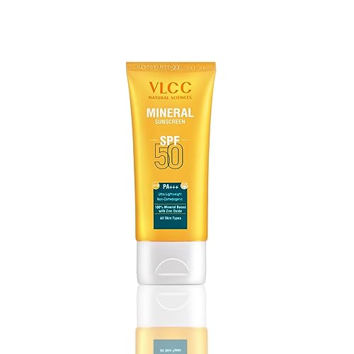 VLCC Mineral Sunscreen SPF 50 PA+++ Ultra Lightweight Non-Comedogenic -50g- Protection from UVA & UVB Rays. 100% Mineral based with Zinc Oxide.