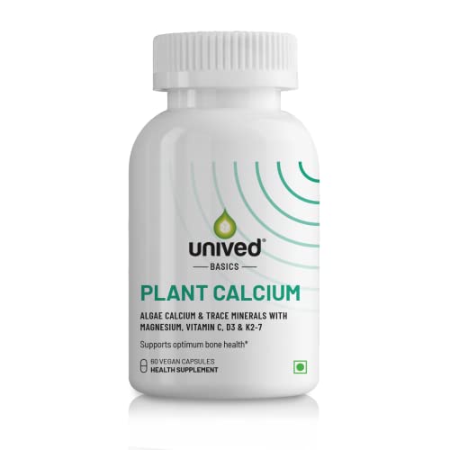 Unived Basics Plant Calcium | Plant-Based Calcium Vitmain D3 & Vitamin K2-7 | Bone, Muscle & Joint Health | 60 Vegan Capsules