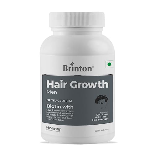 Brinton Hair Growth Men| Biotin with Soya Protein, Green Apple & Green Tea Extract | DHT Blocker, Hah & Hair Strength, Prevents Hair Fall - 30 Tablets