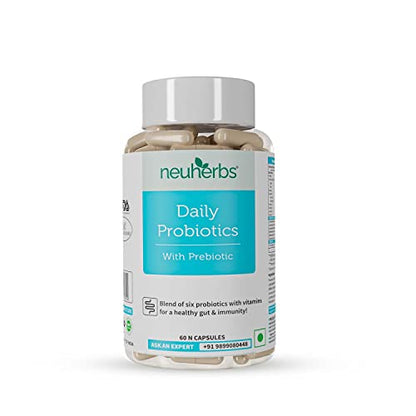 Neuherbs Daily Probiotics with added Vitamin C, E & Selenium - 60 Capsules for Women & Men