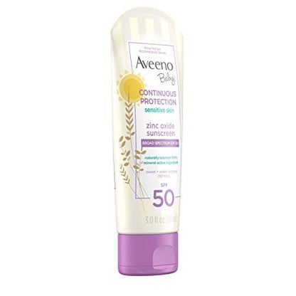 Aveeno Baby Continuous Protection Zinc Oxide Mineral Sunscreen Lotion For Sensitive Skin With, 88ml