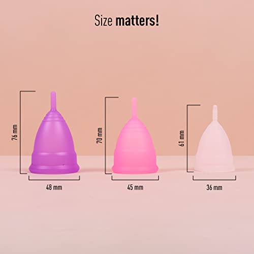 Sirona Reusable Menstrual Cup for Women | Medium Size with Pouch | Ultra Soft, Odour and Rash Free | 100% Medical Grade Silicone