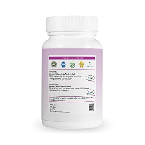 Alpspure Nutra Biotin, Supplements for Hair Growth, Strong Hairs, Glowing Skin & Healthy Nails | Redl Biotin Source Sesbania Extract | 60 Veg. Tablets