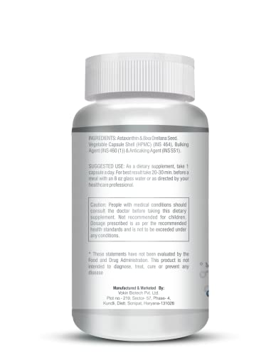 Vokin Biotech Astaxanthin 29mg - Naturally Sourced from Algae - Non-Synthetic - Best or Healthy Ageing - 90 Capsules