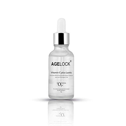 O3+ Agelock Vitamin C Lactic Acid Serum for Face Exfoliation, Anti Ageing, Moisturising & Whitening All Skin Types, 30g