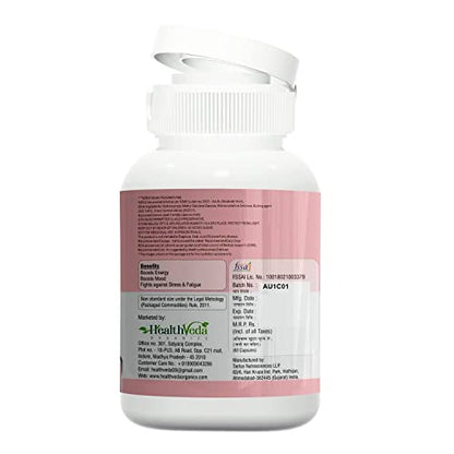 Health Veda Organics Extreme Happiness 500 mg I 60 Capsules I Enhances Immunity & Improves Energy Levels I Boosts Stamina I Only for Women