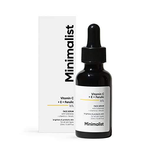 Minimalist 16% Vitamin C Face Serum (Advanced) With Vit E, & Ferulic Acid For Glowing Skin | Advanced Brightening Formula | 20ml