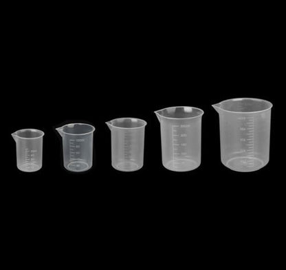 Truvic 50ml 100ml (250ml-2) 500ml Plastic Science Beaker Set Measuring Cup - 5pcs