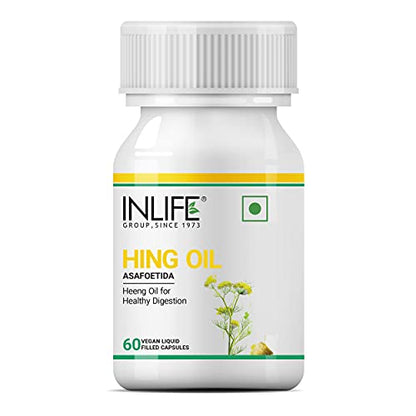 INLIFE Hing Oil Capsule (Asafoetida) Digestion Support, Irritable Bowel Syndrome Supplement, 15mg - 60 Veg Capsules