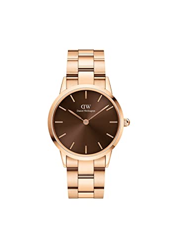 Daniel Wellington Iconic Link Amber Rose Gold Strap Brown Dial Men's Watch (40mm)