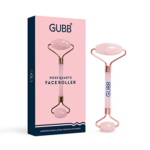 GUBB Premium Range Rose Quartz Face Roller For Women & Men | Facial Roller Kit for Face, Eye, Neck, Anti-Aging Facial Massager