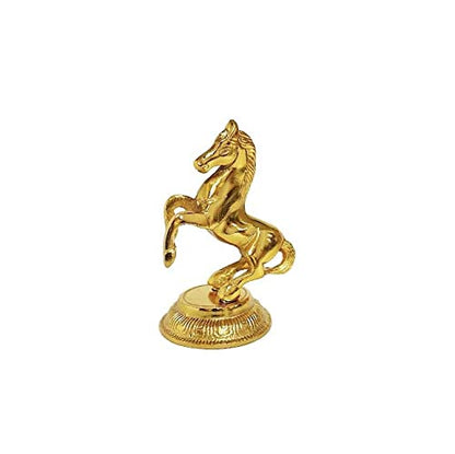 KridayKraft Golden Finish Jumping Horse Metal Statue for Wealth, Income and Bright Future & Feng Shui & Vastu (8.5 X 6.5 X 12 cm, Gold)