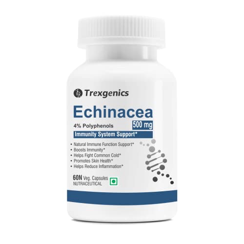 Trexgenics Echinacea 4% Polyphenols 500 Immune System Booster Vegan & Non-Gmo (60 Veg Capsules)
