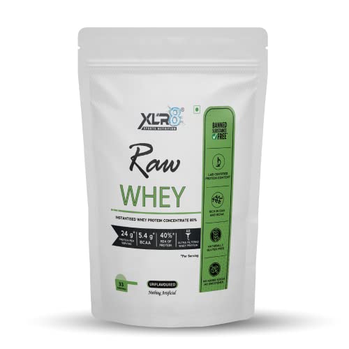 XLR8 Raw Whey Protein Powder Instantised Whey Protein Concentrate 80% - 1 Kg/2.2 Lbs (Unflavored)