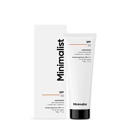 Minimalist Sunscreen SPF 50 Lightweight with Multi-Vitamins | No White Cast | Broad Spectrum PA ++++ | For Women & Men | 50g