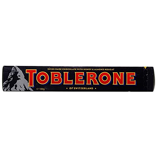 Toblerone Dark Chocolate with Honey and Almond Nougat Pack of 4, x 100 g