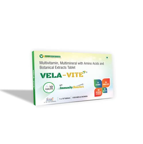 VELAVITE Multivitamin and Mineral Supplement with Amino Acids and Botanical Extracts (38 Essential Nutrients) for an Overall Good Health-10 Tablets