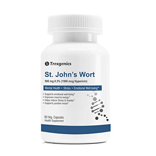 Trexgenics® St. JOHN’S WORT 500mg Standardized (0.3% Hypericin) Stress, Mood, Mental health support (60 Vcaps) (1)