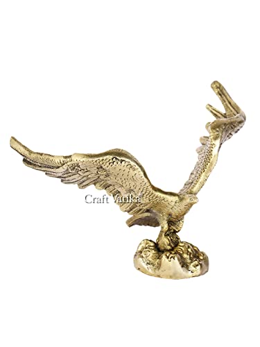 Collectible India Brass Eagle Statue Wild Bird Flying Hawk Sculpture Feng Shui Decorative Home Office Showpiece Figurine (Size 7 x 4.5 x 5.5 Inches)