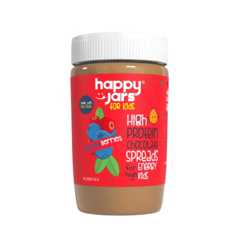 Happy Jars Almond Berries High Protein Chocolate Spread for Kids (265g) | Real Cranberries & Blueberries