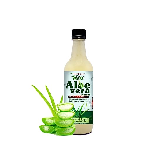 AVG Health Organics Aloevera Fibrous, Pulpy Aloevera Juice, High Potency & Cold Pressed - No Added Sugar -500 ML