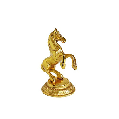 KridayKraft Golden Finish Jumping Horse Metal Statue for Wealth, Income and Bright Future & Feng Shui & Vastu (8.5 X 6.5 X 12 cm, Gold)