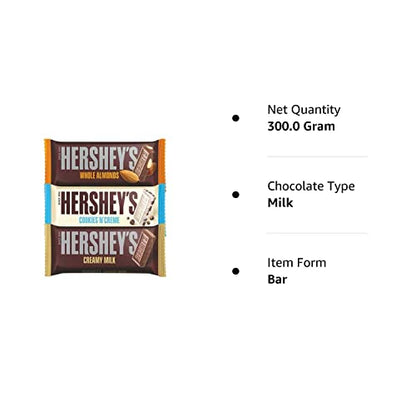 Hershey's Creamy Milk, Whole Almonds & Cookies n Creme Chocolate Bar, 100g (Pack Of 3)