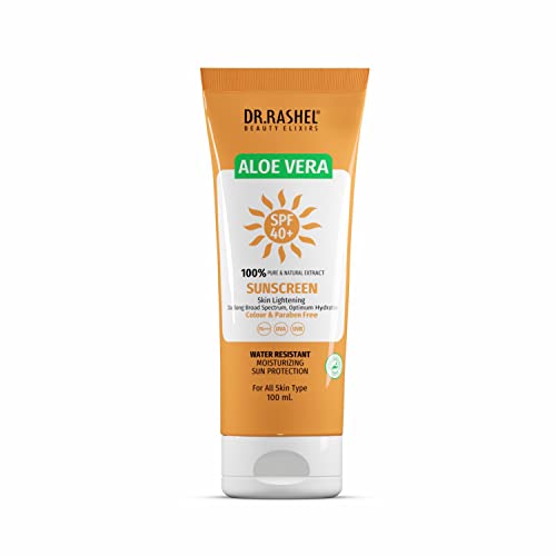 DR.RASHEL Aloe Vera Sunscreen Spf 40+ (Pa+++) Skin Lightening With Natural Extract, Water Resistant, Colour & Paraben Free (100 ml) Cream