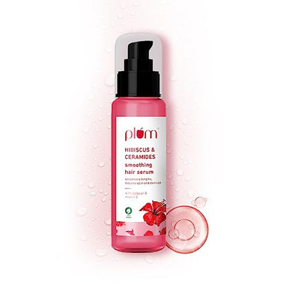 Plum Hibiscus Hair Serum for Long Hair, with Ceramides, Jojoba Oil and Vitamin E I Strong, Shiny Hai for Women & Men I Serum for Hair Smoothing I 75ml