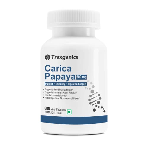 Trexgenics CARICA PAPAYA 600 mg Blood Platelet, Digestion, Immunity Support VEGAN & NON-GMO (60 Veg. Capsules)