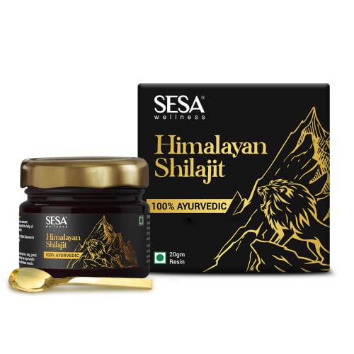 sesa Himalayan Shilajit Resin 20G -100% Ayurvedic Helps Boost Strength, Endurance & Immunity - 60%+ Fulvic Acid |Contains Lab Certificate,Pack of 1