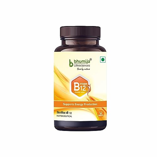 Bhumija Lifesciences Vitamin B12 Supplements | B3,B6,B9 for Men & Women | Energy Production | Chewable Tablet (60 Tablets)