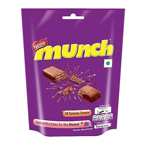 Nestlé Munch Chocolate Coated Crunchy Wafer, Share Pack 187g (10.4g, Pack of 18 units)